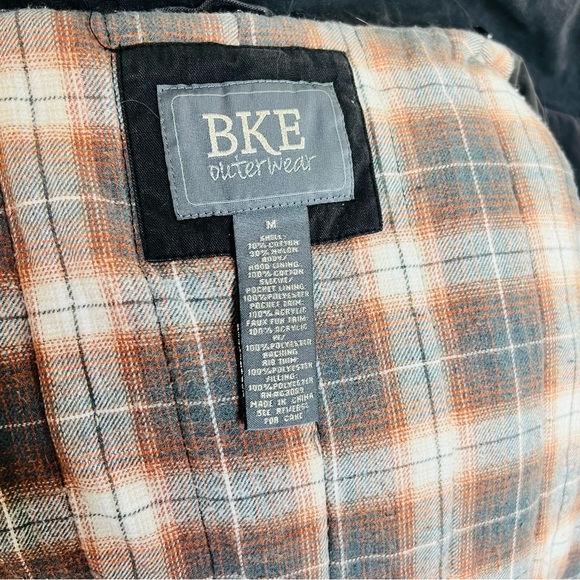 BKE Boutique Brown/Grey Button Zipper Embellished Fur Hooded Utility Coat Jacket - Picture 6 of 7